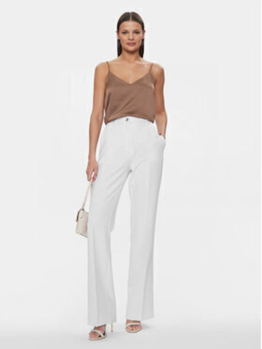 New Carla Women's Fabric Trousers Slim Fit White
