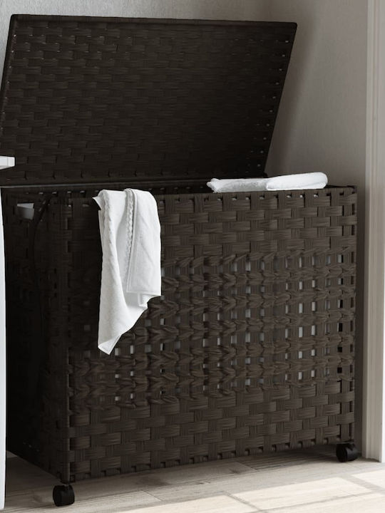 vidaXL Fabric Collapsible Laundry Basket With Lid 66x35x60cm Brown
