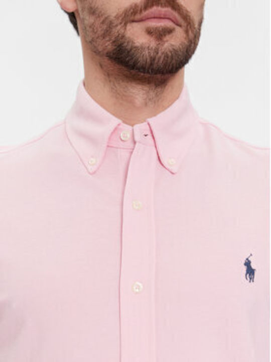 Langärmlig Baumwolle Hemd Rosa
