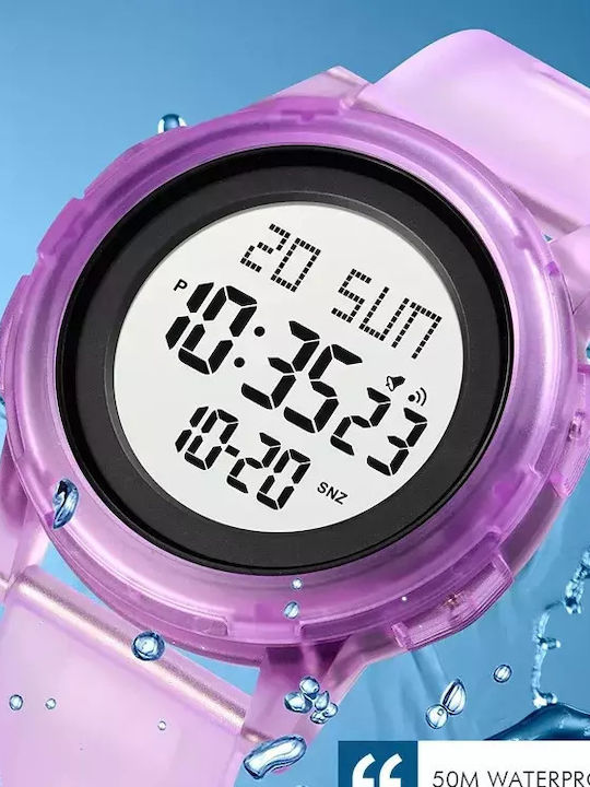 Skmei Ceas digital pentru copii Joy cu curea din cauciuc/plastic Violet