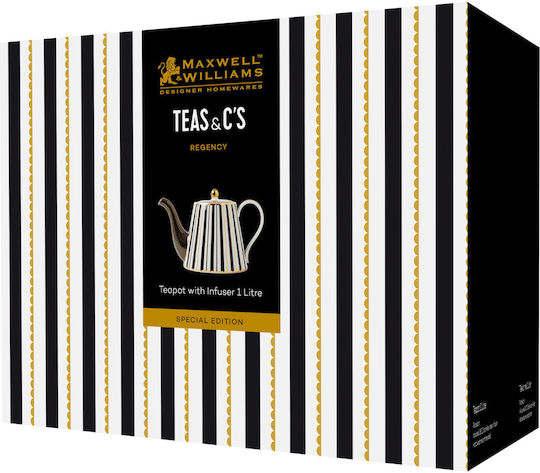 Maxwell & Williams Ceainic Cu Filtru Din Porțelan Negru 1000ml