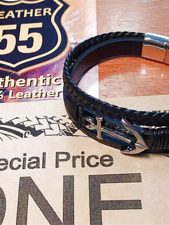 Leather 55 Ανδρικό Βραχιόλι Δερμάτινο