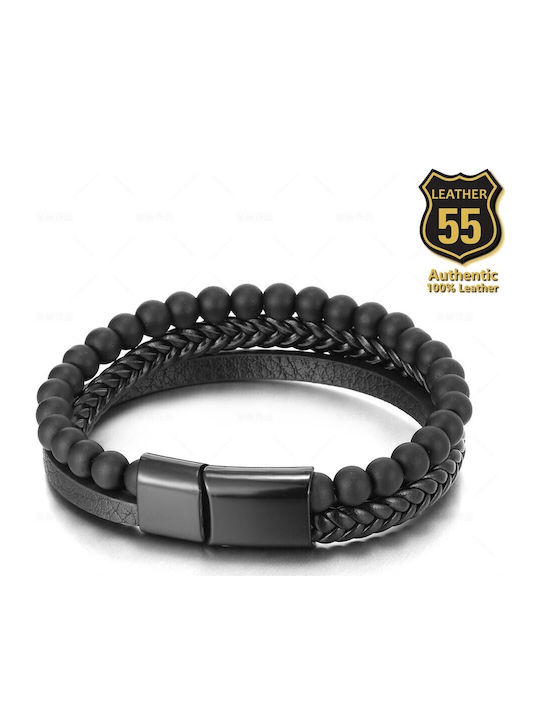Leather 55 Ανδρικό Βραχιόλι Δερμάτινο