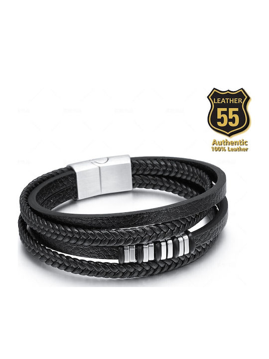 Leather 55 Ανδρικό Βραχιόλι από Δέρμα