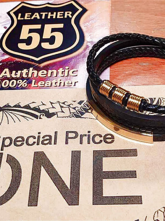 Leather 55 Ανδρικό Βραχιόλι από Δέρμα