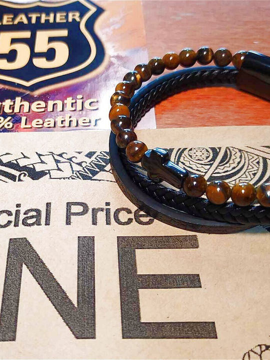 Leather 55 Ανδρικό Βραχιόλι από Δέρμα