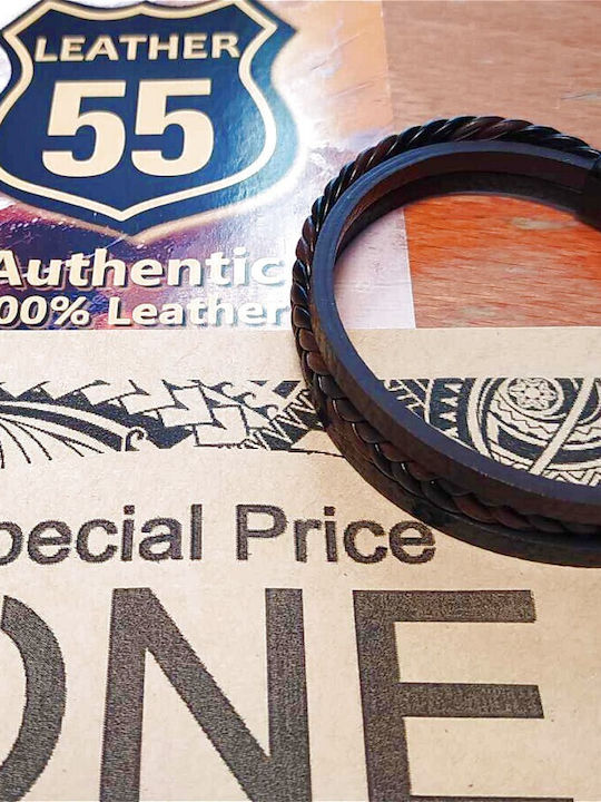 Leather 55 Ανδρικό Βραχιόλι από Δέρμα