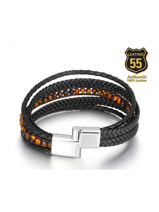 Leather 55 Ανδρικό Βραχιόλι από Δέρμα