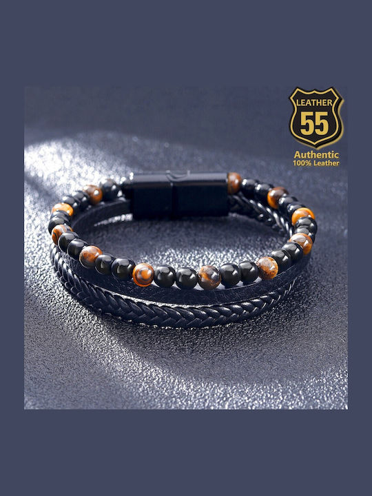 Leather 55 Ανδρικό Βραχιόλι από Δέρμα