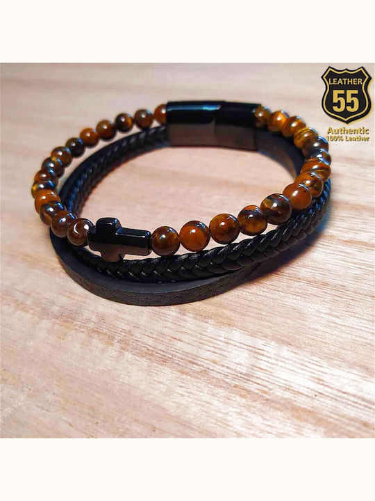 Leather 55 Ανδρικό Βραχιόλι από Δέρμα
