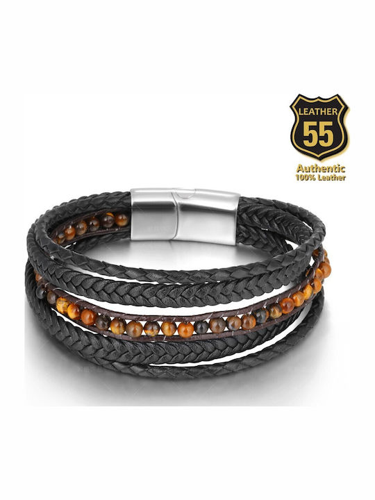 Leather 55 Ανδρικό Βραχιόλι από Δέρμα