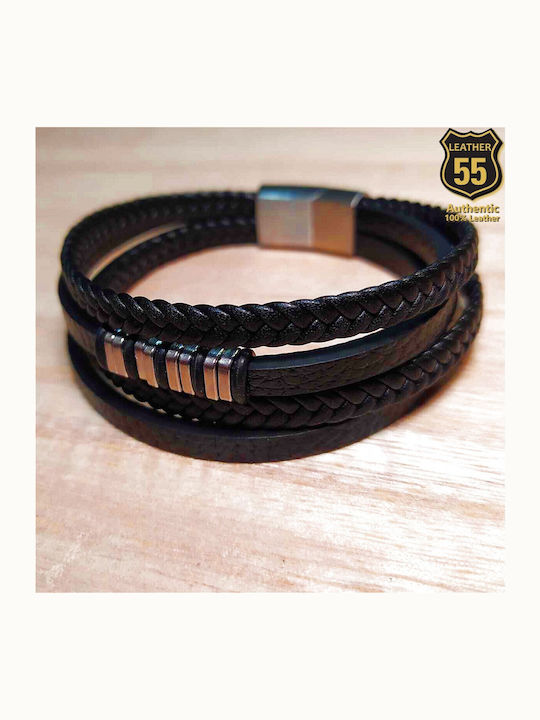 Leather 55 Ανδρικό Βραχιόλι από Δέρμα