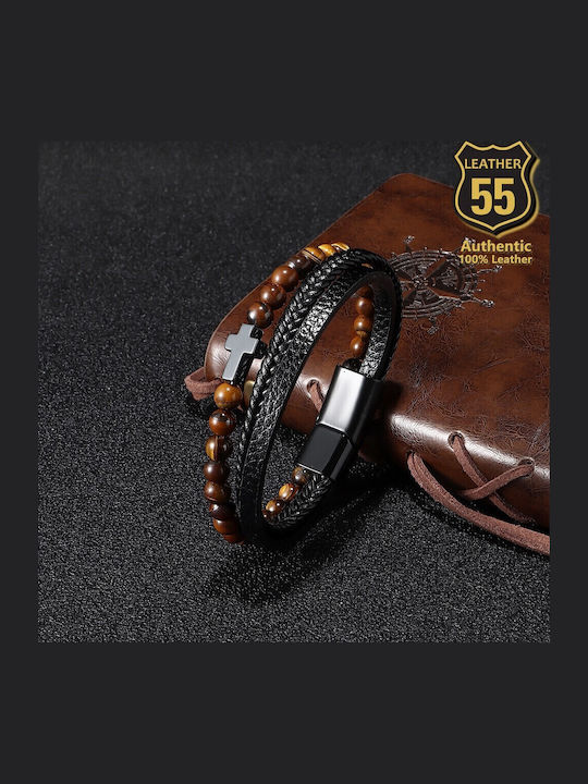 Leather 55 Ανδρικό Βραχιόλι από Δέρμα