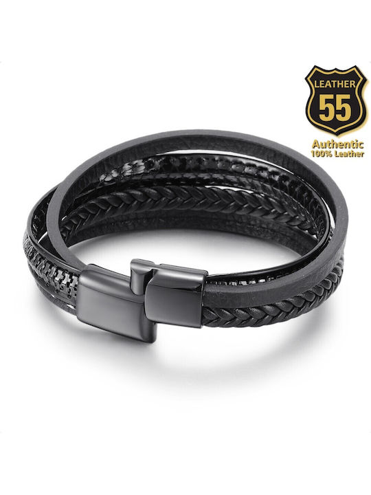 Leather 55 Ανδρικό Βραχιόλι από Δέρμα