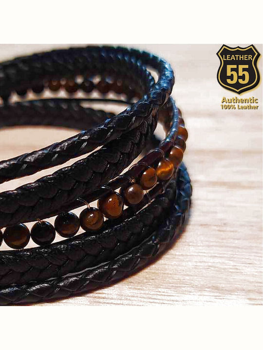 Leather 55 Ανδρικό Βραχιόλι από Δέρμα