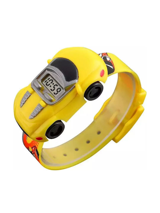 Skmei Kinder-Digitaluhr Racing Cars mit Kautschuk/Plastikarmband Gelb