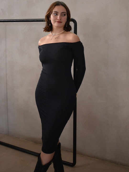 Illusion Rt Midi Rochie Black