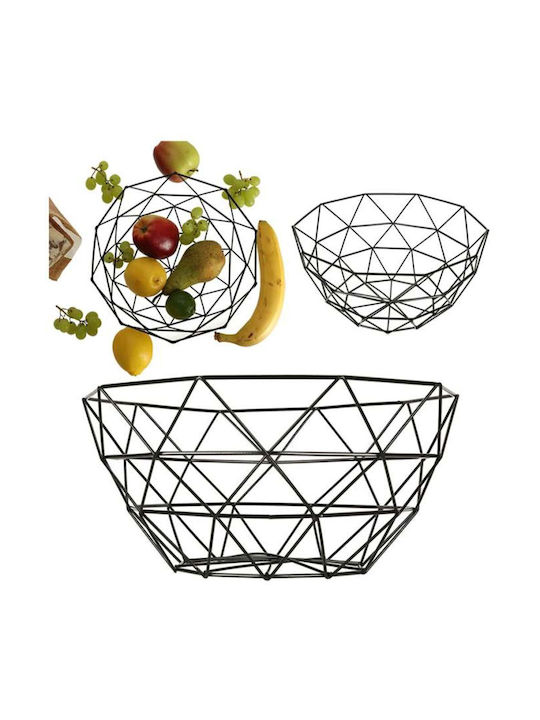 ikonka Obstschale Metallisch Schwarz 26x26x14cm