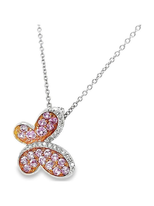 Xryseio Колие с дизайн Пеперуда от Бяло злато 18k