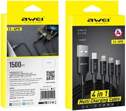 Awei Regular USB 2.0 to micro USB Cable 1.5m (887721)