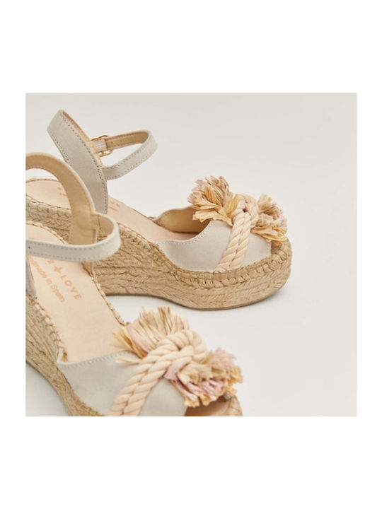 Espadrilles Women's Leather Platform Espadrilles Beige