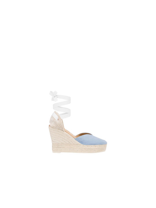 Manebi Women's Leather Platform Shoes Light Blue