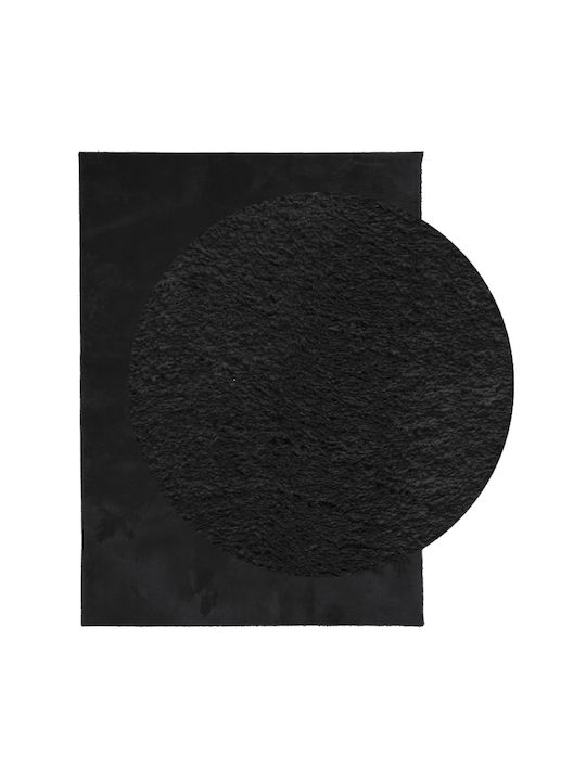 vidaXL Huarte Rutschfest Teppich Rechteckig Synthetisch,Polyester/Cotton/Leather Black
