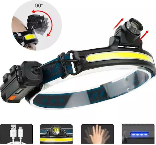 Ideahellas Rechargeable Headlamp LED IPX4 with Maximum Brightness 1600lm Bright 40 3pcs Black