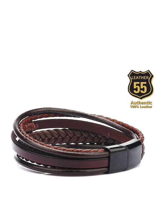 Leather 55 Ανδρικό Βραχιόλι Δερμάτινο