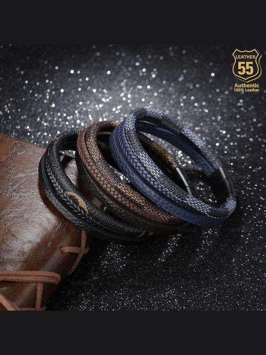 Leather 55 Ανδρικό Βραχιόλι Δερμάτινο