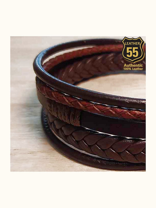 Leather 55 Ανδρικό Βραχιόλι από Δέρμα