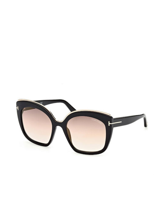 Tom Ford Women's Sunglasses with Black Plastic Frame and Brown Gradient Lens TF0944 01G