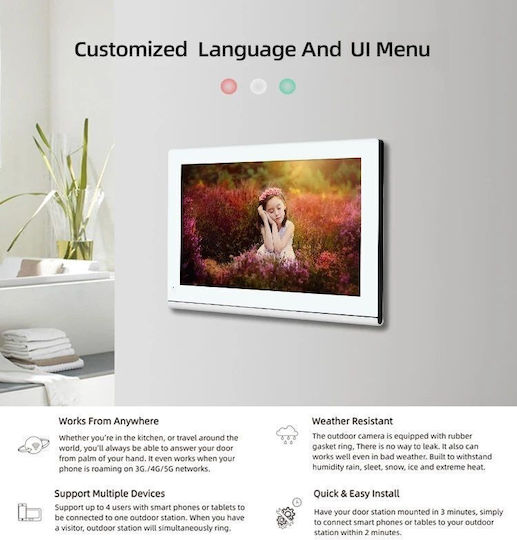 Joytimer Wireless Video Intercom Set Wi-Fi White