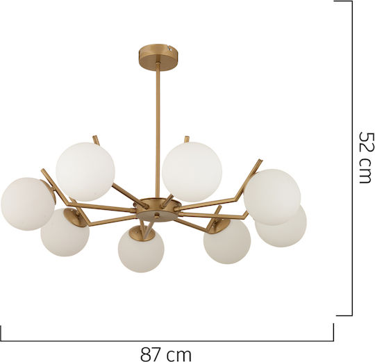 ArteLibre Crater Pendant Light Gold for 8 Bulbs E27 87x52cm