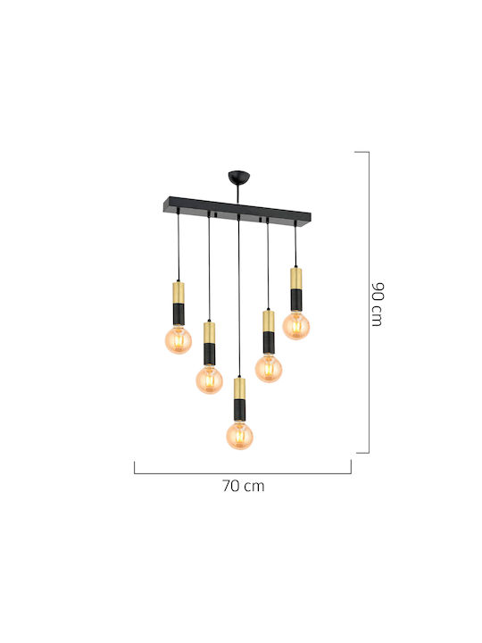 ArteLibre Aquila Pendant Light Black for 5 Bulbs E27 70x90cm