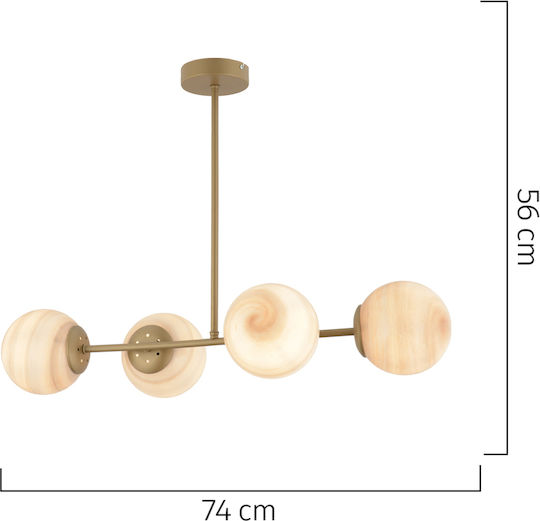ArteLibre Pendant Light Gold for 4 Bulbs E27 74x56cm