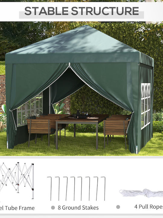 Outsunny Κιόσκι Κήπου Gazebo Πράσινο 3x3m