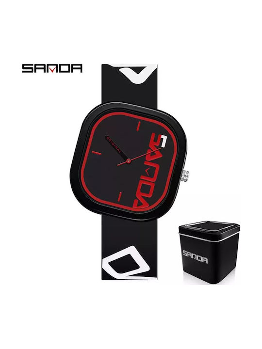 Sanda Ceas analogic pentru copii cu curea din cauciuc/plastic Black-Red