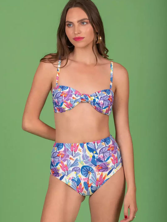 Chaton Bikini Slip Hohe Taille Multi Color