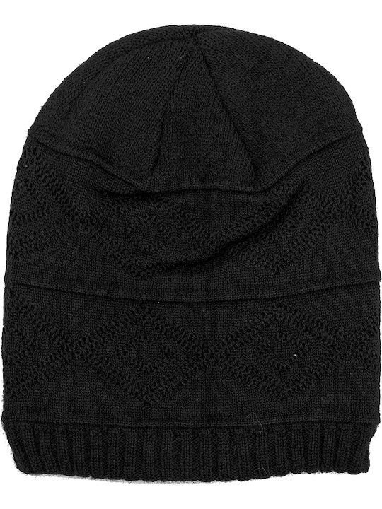 Beanie Unisex Σκούφος Πλεκτός σε Μαύρο χρώμα