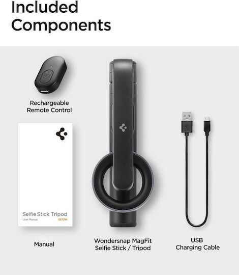 Spigen Selfie-Stick Tripod Bluetooth Schwarz