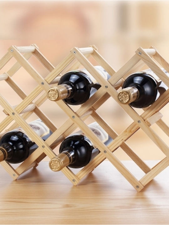 Rabattabilă Tabletop Suport pentru Sticle Lemn pentru 8 Sticle Maro