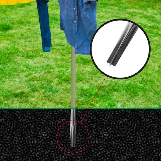 Promis Capri SU200 Folding Floor Clothes Drying Rack for Garden Metallic with 50m Hanging Length