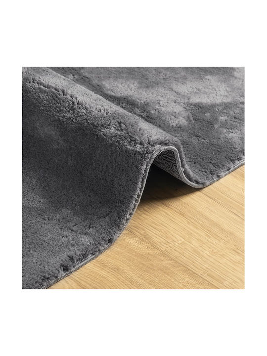 vidaXL Huarte Rutschfest Teppich Rechteckig Synthetisch,Polyester/Cotton/Leather Charcoal