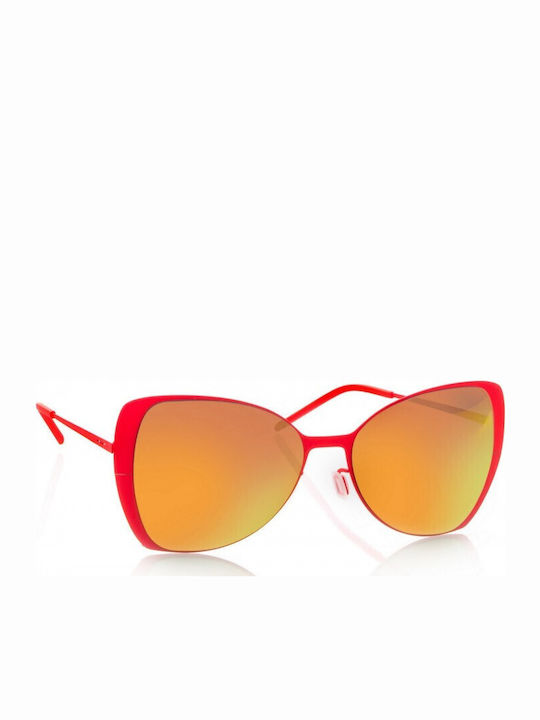 Italia Independent Women's Sunglasses with Red Metal Frame and Yellow Lens 0204.055.000