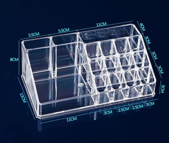 Organizator Cosmetice Cu Separatoare Transparent 21.5x13x8cm
