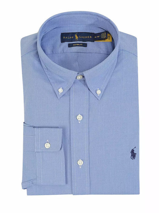 Long-sleeved Cotton Shirt Light Blue