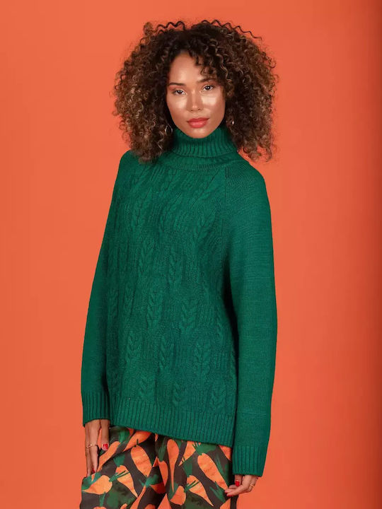 Chaton Women's Long Sleeve Sweater Woolen Green