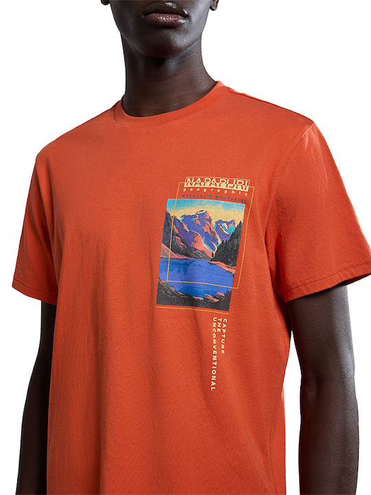 Napapijri Ανδρική Μπλούζα Κοντομάνικη Πορτοκαλί
