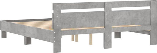 Bett Übergröße Holz Grey Concrete mit Latten für Matratze 160x200cm